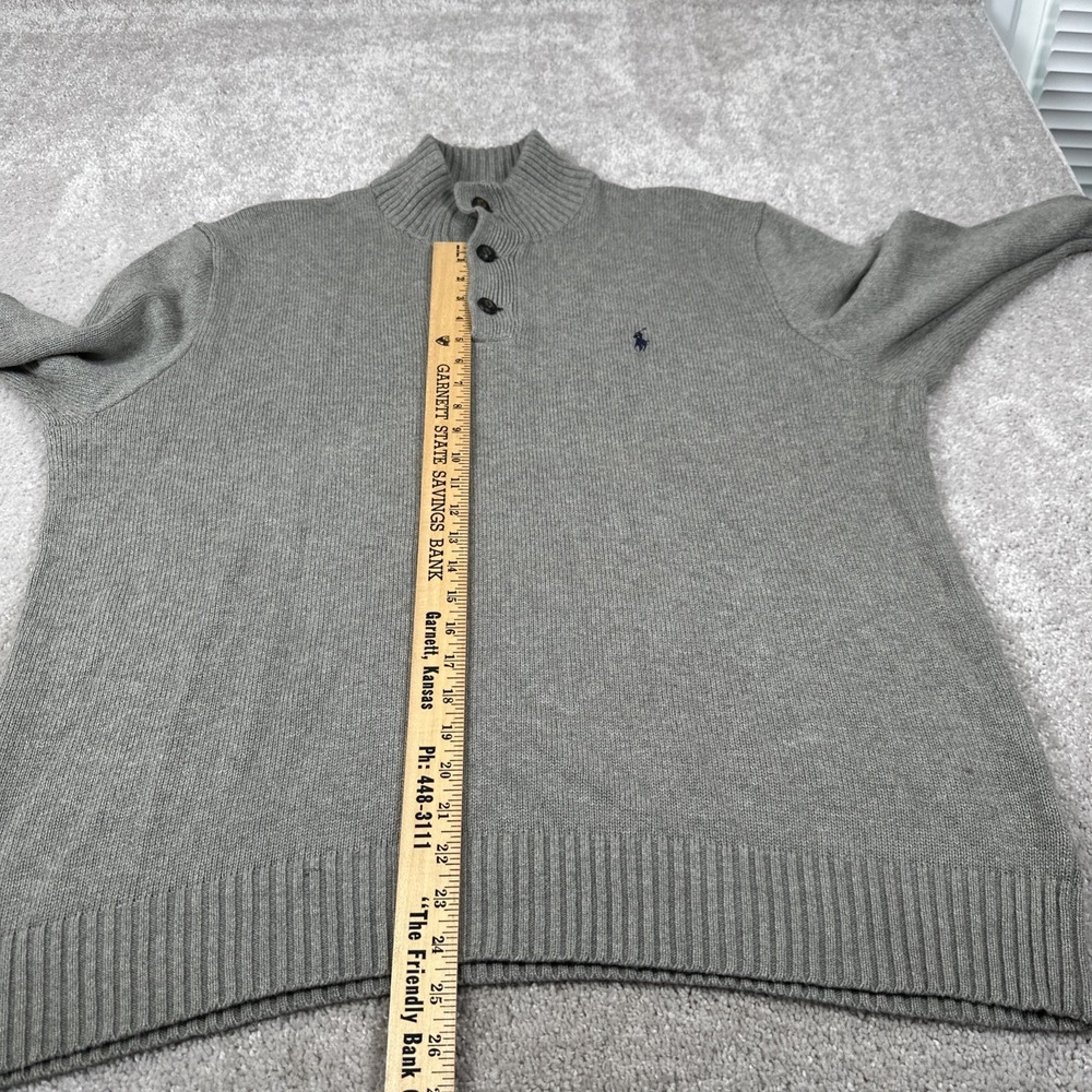 Polo Ralph Lauren Sweater Mens XXl Mock Neck Gray Button Pullover Knit Cotton - Picture 5 of 6
